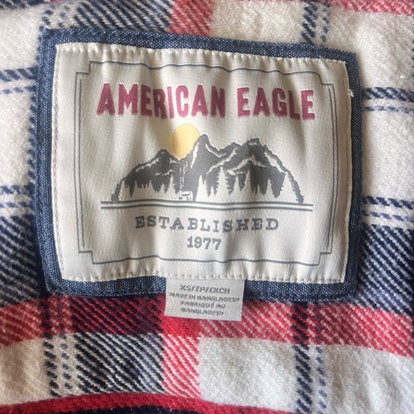 American Eagle Outfitters Plaid Detachable Hoodie Shirt - Red, White, Blue XS - Picture 4 of 4